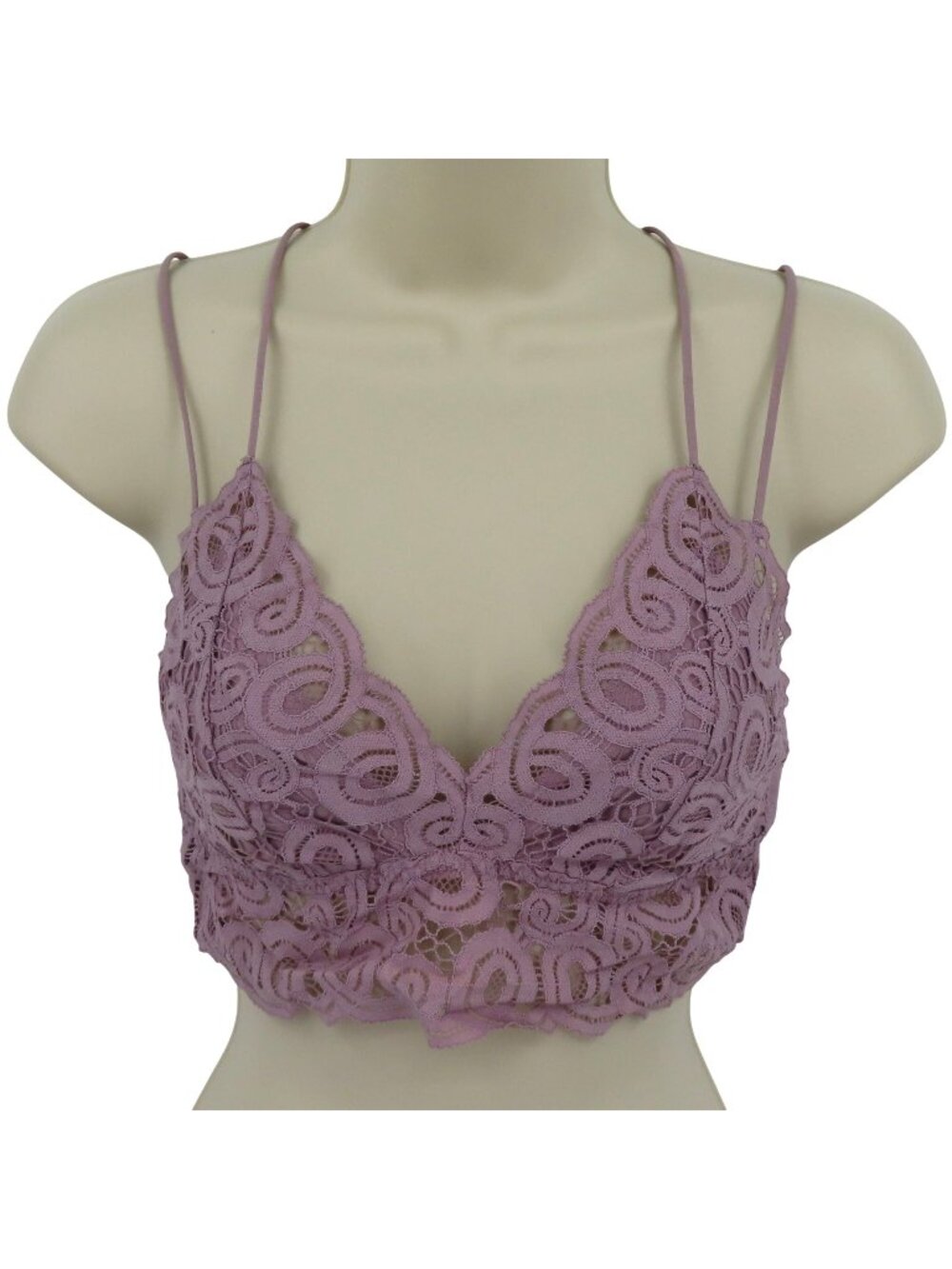 PINK Victorias Secret Medium Purple Lace Bralette Bra Strappy Wireless Lined